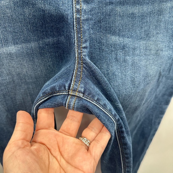 SPANX XL crop dipped stretch pull-on flare woman raw hem cute high-rise denim - Picture 5 of 11